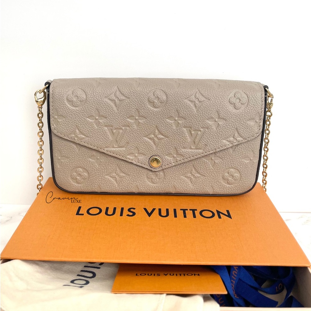 ❌SOLD❌ Authentic Louis Vuitton Felicie Pochette Empreinte Turtledove Crossbody - Picture 1 of 14
